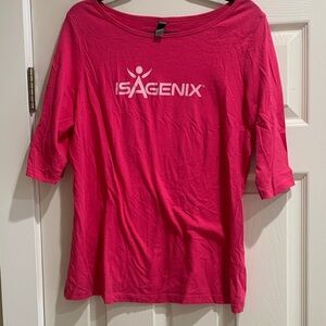 Women’s Isagenix Bright Hot Pink short Sleeve Tee. Size Large